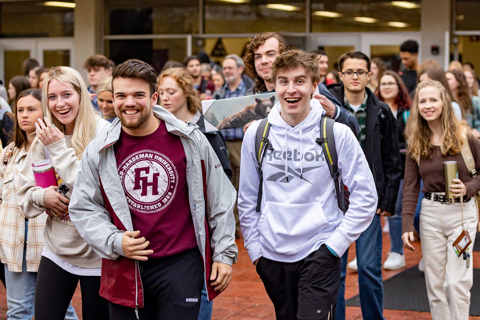 group of students walking outside