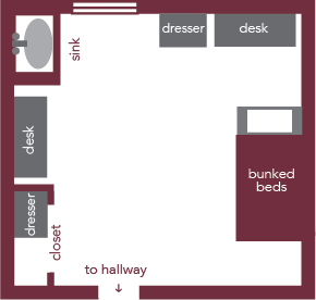 Paul Gray Regular Residence Hall Room Layout