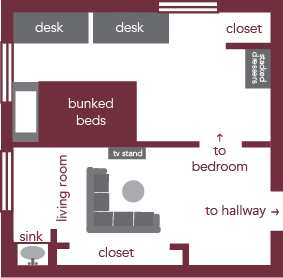 Paul Gray Suite Residence Hall Room Layout